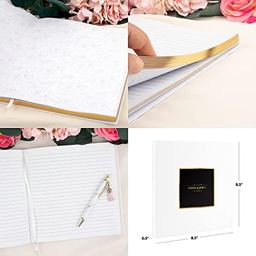 Andaz Press Personalized Wedding Guestbook with Gold Accents, Black Square with Gold Frame White Guest Sign in Guest Registry 120 Pages 8.5 X 8.5 Memories Book for DIY, Scrapbook, Photo Album - Image 5