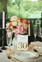 Modern White Acrylic Wedding Table Numbers 31-50 Set with 3D Raised Effect, Self-Standing Modern Table Signs for Reception Seating, Anniversary & Briadal Shower, Elegant Wedding Decor (5x7 Inches) - Image 2