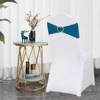 Teal Chair Sashes 50 Pack Spandex Dark Teal Sashes for Chairs Covers Universal Stretch Chair Sashes Band with Heart Buckle Slider for Wedding Banquet Party Decorations - Image 3