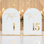 Wedding Table Numbers 1-15 with Holders,5x7 inch Arch Acrylic Table Numbers Signs with Gold Foil Embossed for Wedding Reception, Anniversary, Birthday,Party and Events Decor by Unknown