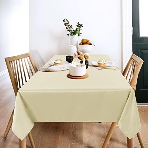 sancua 2 Pack Beige Tablecloths 60x102 Inch for 6 Feet Rectangle Tables - Image 2