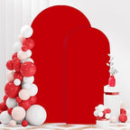 FANPROMS Wedding Arch Covers Set of 2 Red Arch Cover 6FT 7.2FT Spandex Arch Cover for Metal Frame Stand Balloon Arched Stand Cover Round Top Arch Covers for Wedding Birthday Party Decorations - Image 4