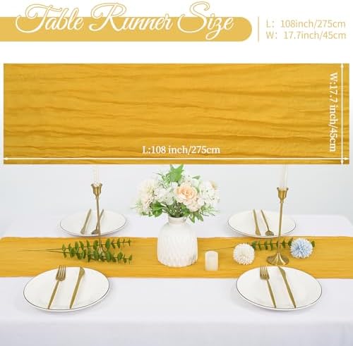 20 Pack Cheesecloth Table Runner 17 x 108 Inch, Gold - Image 2