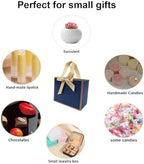 TKSBAG 50 PCS Small Navy Blue Gold Gift Bags with Bow Ribbon - 6.4x3.1x5.1 Inch Thank You Bags with Handles, Bulk for Baby Shower, Bridal Shower, Wedding, Party Favors, Fathers' Day - Image 3