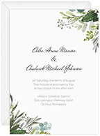 Canopy Street Personalized Greenery Script Invitations / 25 Custom Modern Wedding Invites With White Envelopes / 5" x 7" Flat Watercolor Botanical Party Invite/Made In The USA by CanopyStreet