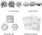 WRAPAHOLIC Silver Christmas Wrapping Paper Set - Silver Snowflakes and Candy Cane Holiday Collection with Metallic Foil Shine Wrapping Paper Bundle with Gift Bow & Ribbon & Tag & Sticker - Image 6