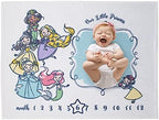 Disney Princess White, Pink, Yellow and Aqua Super Soft Milestone Baby Blanket - Image 2