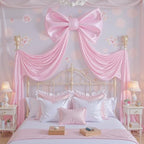 Large Pink Bow Decor, 24x16x79 Inches Big Silky Ribbon Bows for Room Wall Door Decorations Oversized Coquette Stain Bow Party Decorations for Birthday Bridal Baby Shower Wedding Photo Booth Backdrop - Image 2