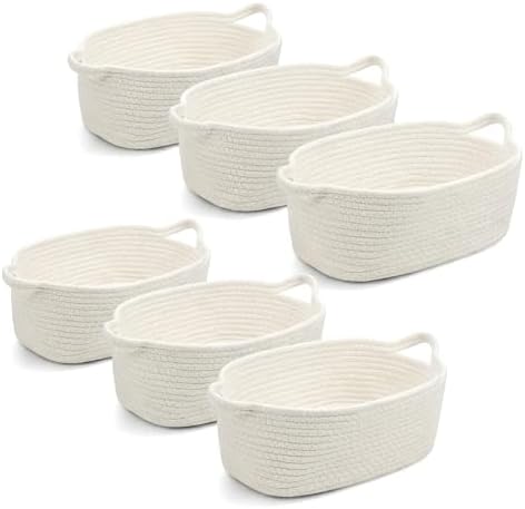 6Pcs Small White Woven Basket Valentines Empty Gift Basket by Unknown
