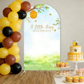 A Little Honey is on The Way Baby Shower Arch Backdrop - Bee/Honeycomb/Jungle Themed Watercolor Party Banner, Photo Booth Background for Newborn Celebration Decor (Honeycomb,7.2FT) by Unknown