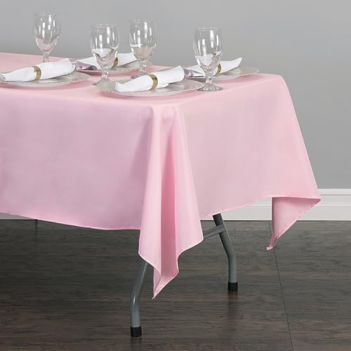 LTC LINENS 5 Pack Pink Rectangular Tablecloths 60 x 102 Inches for 6 Feet Rectangle Banquet Tables with Half-Drop - Stain and Wrinkle Resistant Polyester Cloth Table Covers for Party, Baby Shower - Image 3