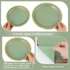 Dandat 200 Pcs Sage Green Paper Plates and Napkins Set, Gold Rim - Image 3