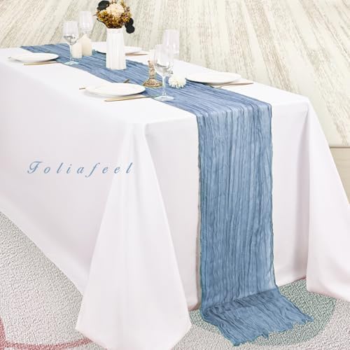 20 Pack Dusty Blue 10FT Cheesecloth Table Runner Rustic Gauze Fabric Cheese Cloth Table Runner for Wedding Bridal Baby Shower Table Decor 20 x 120 Inch Long Boho Sheer Birthday Party Table Decorations - Image 4