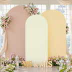 Set of 3 Arch Backdrop Covers(7.2ft, 6.6ft, 6ft) - Premium Stretchy Spandex Backdrop Arch Stand Cover for Baby Shower,Wedding,Party Decor Chiara Cover with Double-Sided Design(Cream Nude Champagne) by Gogoparti