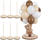 Amyhill 6 Set Balloon Stand Centerpiece for Table with Round Circles Slices Wooden Stand Holder Stick for Birthday Party Baby Shower Gender Reveal Graduation Rustic Wedding DIY Decor by Amyhill