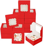 Bakepacker Red Cookie Boxes With Window 6x6x3 inches 60pcs by Bakepacker