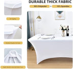 10-Pack 8ft White Spandex Table Covers for Rectangle Folding Tables - Washable Elastic Tablecloth - Ultimate Fitted Table Protector for Parties, Trade Shows, Banquet, and Wedding - Image 2