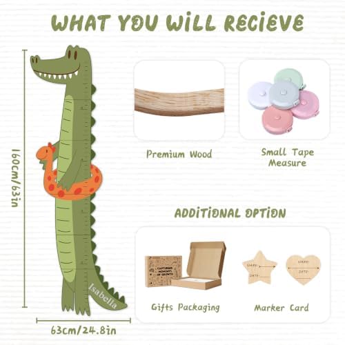 Personalized Name Kids Height Wall Chart - Crocodile Wood Height Chart - Image 4