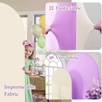 Ivory Purple Arch Backdrop Cover Set of 2-7.2ft 6ft Dual Color Wedding Arch Cover-Wrinkle Free Stretchy Spandex Cream Lavender Fitted Chiara Arch Stand Cover for Birthday Party Photo Photography - Image 4