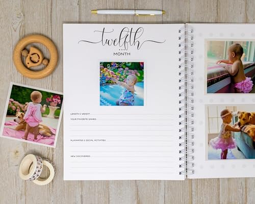 Personalized Baby Journal - Hardcover First Year Album Customized with Baby’s Name & Initial - Prompted Baby Memory Book (Sunflower Wreath Initial) - Image 7