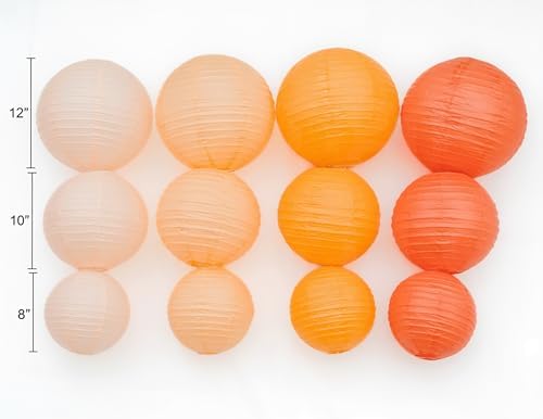 PapaKit Premium Large Party Decoration Set - Paper Lantern, Paper Fan, Tissue Pom Pom, Honeycomb (Bright Orange Bloom, 24 Piece Set) Birthday Party Baby Shower Wedding Event Décor - Image 4
