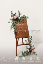 Ling's moment Welcome Sign Flowers, Wedding Floral Swag, Marsala and Blush - Image 2