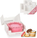 Pack of 10 Cake Boxes with Window (8.26" x 8.26" x 3.93") - Ideal for Cake 8 inch, Bakery and Cookie, White Leather by BoxesCraftory