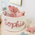 XFYSDIY Personalized Handmade Baby Basket, Custom Name Baby Diaper Caddy Organizer, Cotton Rope Storage Basket (S:22X16CM) by Unknown