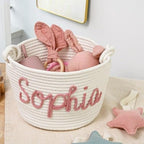 XFYSDIY Personalized Handmade Baby Basket, Custom Name Baby Diaper Caddy Organizer, Cotton Rope Storage Basket (S:22X16CM) by Unknown