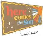 Big Dot of Happiness Here Comes The Son Kraft Paper Banner, Boy Boho Baby Shower Banner, Printed Brown Paper Party Sign Decoration – 1 Count - Image 4