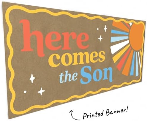 Big Dot of Happiness Here Comes The Son Kraft Paper Banner, Boy Boho Baby Shower Banner, Printed Brown Paper Party Sign Decoration – 1 Count - Image 4