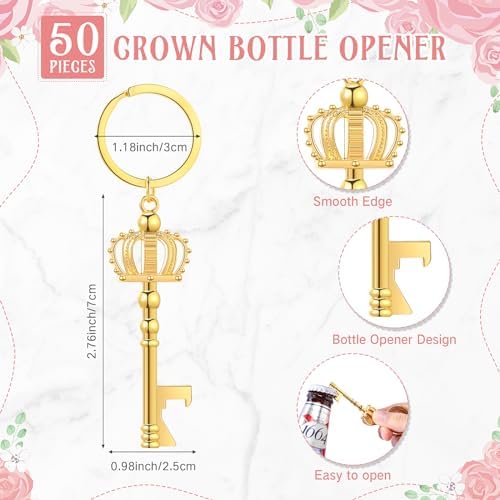 Ferreve 50 Sets Baby Shower Bottle Opener Favors Crown Charms, Fresh - Image 2