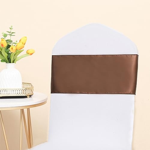 50 Pack Satin Brown Chair Sashes Bows for Thanksgiving Halloween Autumn Wedding Birthday Party Deocrations, Brown Sashes for Chair Covers Folding Chairs Chiavari Chairs Decorations - Image 6
