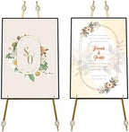 2pcs Wedding Welcome Sign Holder Portable Easel Display Stand for Poster Gold Metal Party Sign Stand Background Decor Tall Floor Easel Frame for Photo Reception Board Birthday Baby Bridal Shower Graduation (43.3''H) by Unknown
