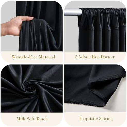 20x10ft Black Backdrop Curtains for Parties Wrinkle Free Fabric Backdrop Curtain Party Photo Backdrop Drapes for Birthday Wedding Baby Shower Graduation Photography Back Drop 4 Panels 5x10FT - Image 6