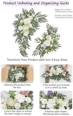 Wedding Welcome Signs Floral(Pack of 2)，Wedding Arch Flowers for Wedding Decorations and Reception Backdrop Decoration (New White) - Image 6