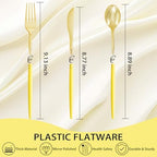 Supernal 102Pcs Yellow and Gold Plastic Silverware Set for Wedding Parties - Image 3