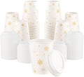 12oz Christmas Disposable Coffee Cups with Lids White Snowflake Winter Togo by HarvestPackGOURMETSHOWCASE