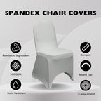 YOUR CHAIR COVERS - 50 Pack Silver Stretch Spandex Banquet Chair Cover - Wedding Slip Covers, Premium Quality Cover - Image 2