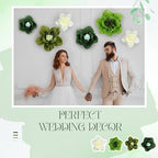 Cholemy 24 Pcs Tissue Paper Flowers, Crepe Paper Flowers Decorations 8" 10" 12" for Wedding Party Baby Bridal Shower Carnival Party Birthday Nursery Wall Decor (Green Series) - Image 4