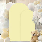 FANPROMS Arch Covers Set of 2 Yellow Wedding Arch Cover 6FT 7.2FT Arch Stand Cover for Wedding Party Spandex Arch Cover Stretchy Fabric Boho Backdrop Covers Set for Bridal Baby Shower Decoration - Image 6