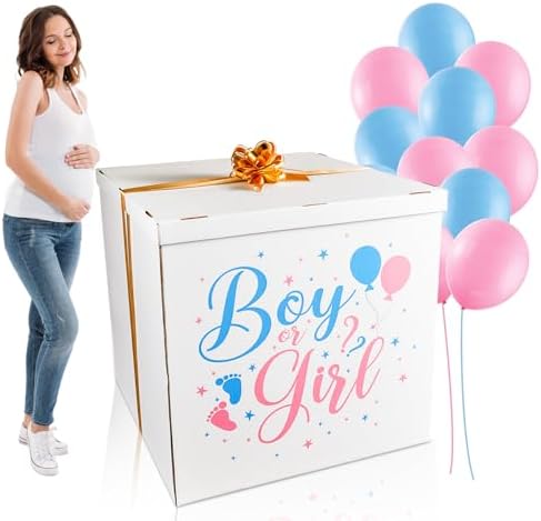 gisgfim 28 Inches Extra Large Gender Reveal Gift Box Kit Balloon Boy Girl by gisgfim