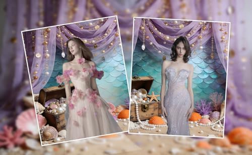 13x6ft Under The Sea Mermaid Backdrop Starfish Corala Pearl Background Ocean Princess Birthday Party Decorations Banner Baby Shower Wedding Portrait Photography Booth Props - Image 7