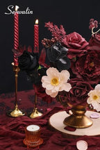 Serwalin Burgundy Black Artificial Flowers, Silk Rose Flowers for Wedding - Image 5