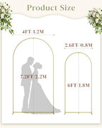 Wedding Arch, Metal Arch Backdrop Stand, Gold, 7.2FT, 6FT - Image 2