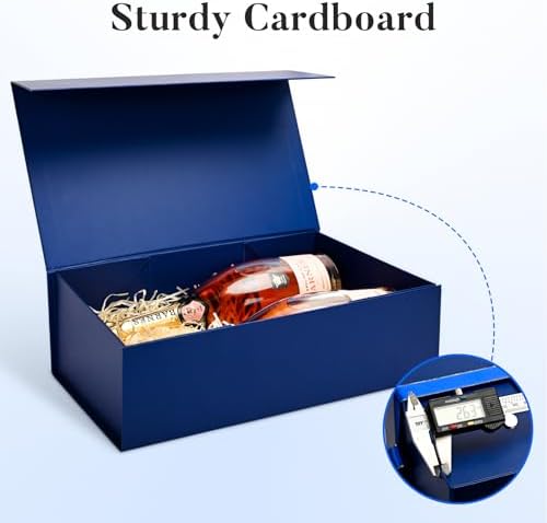 LIFELUM Blue Magnetic Gift Box for Groomsmen Presents, 14"x8.5"x4.5" - Image 5