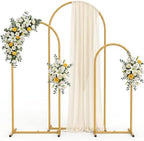 Metal Arch Backdrop Stand 3 Set (6FT+5FT+4FT), Gold Wedding Arch Frame by Unknown