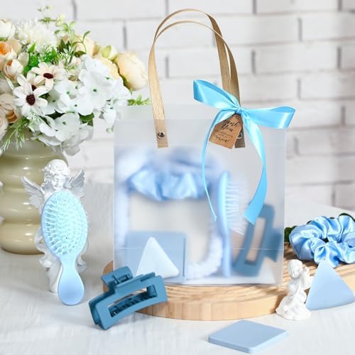 Knitgrip 55pcs Baby Shower Prizes for Winners Gifts Including Headband Hairbrush Jewelry Box Compact Mirror Powder Puff Hair Tie Claw Gift Bag for Game Baby Wedding Bridal Shower(Blue) - Image 3