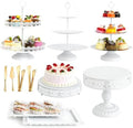 White Dessert Table Display Set, 11 PCS Metal Cake Stand Set for Party by Aofure