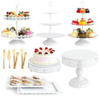 White Dessert Table Display Set, 11 PCS Metal Cake Stand Set for Party by Aofure